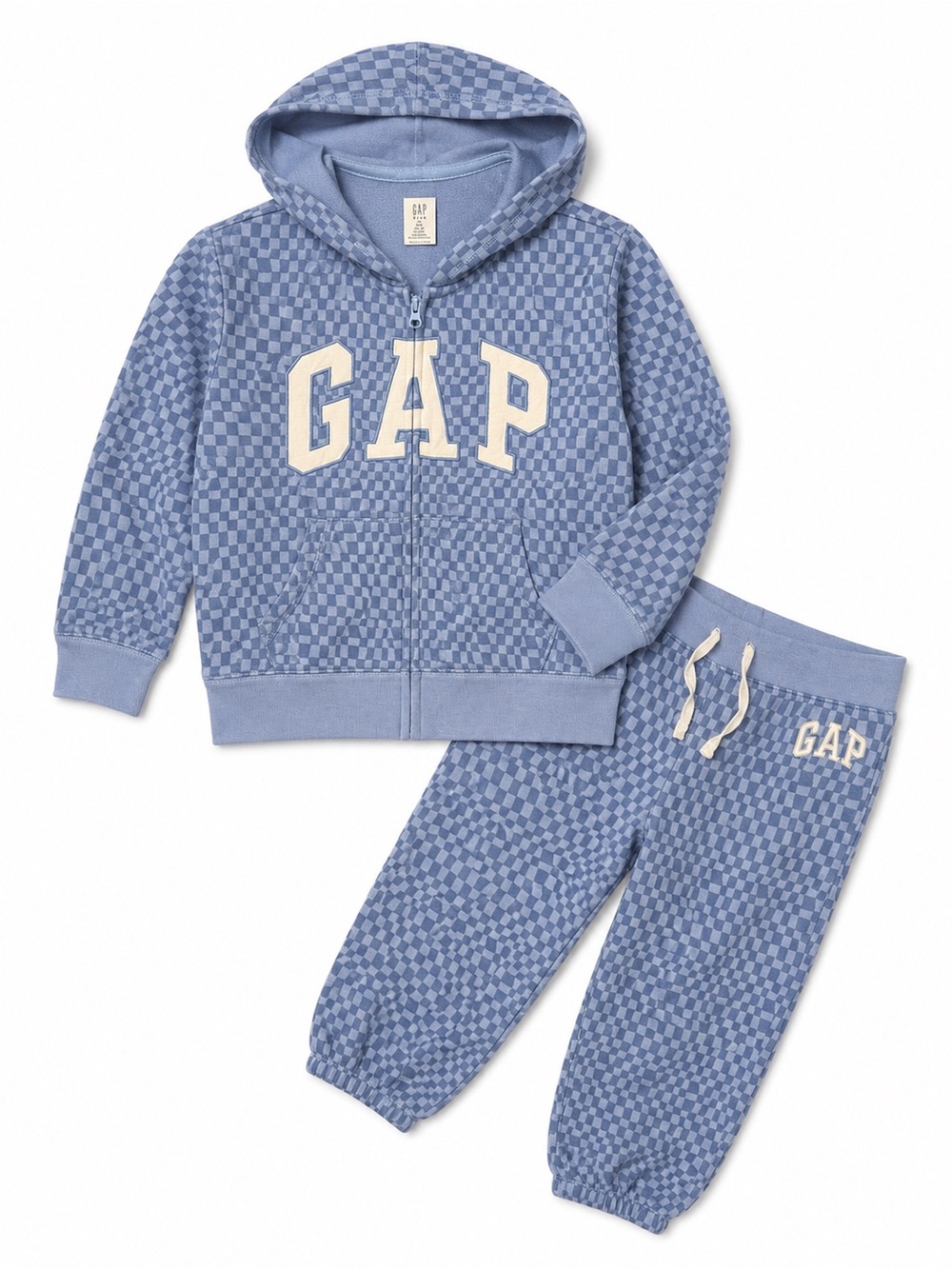 GAP KIDS Wavy Checkered Full Zip Hoodie Jogger Set
